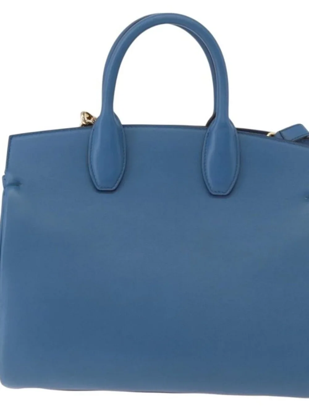 Salvatore Ferragamo Gancini Studio bag Bag Leather 2way Blue Gold Auth ka4871V